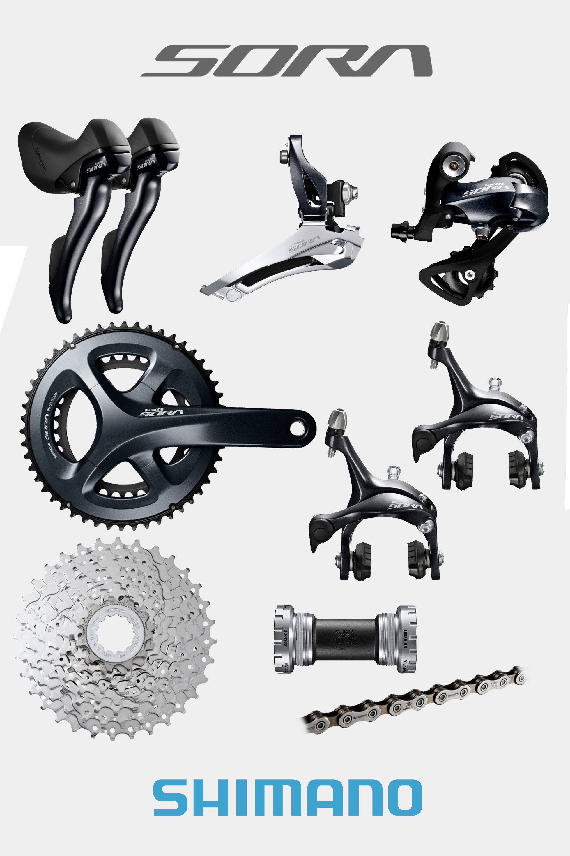 Grupo Shimano Sora 9 Velocidades Ruta Herradura – Poseidon Bike Grupo Shimano Sora 9 Velocidades Ruta Herradura – Poseidon Bike