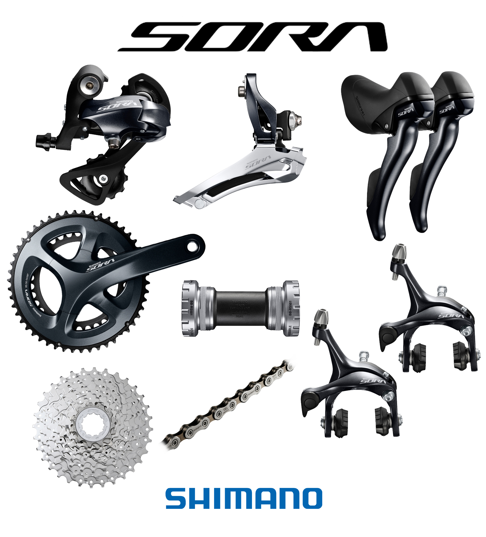 Grupo Shimano Sora de 9v para ruta Poseidon Bike